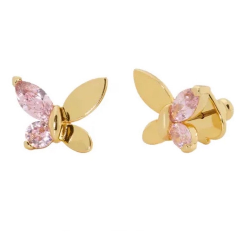 $48 Kate Spade Social Butterfly Gold Pink Stud Earrings